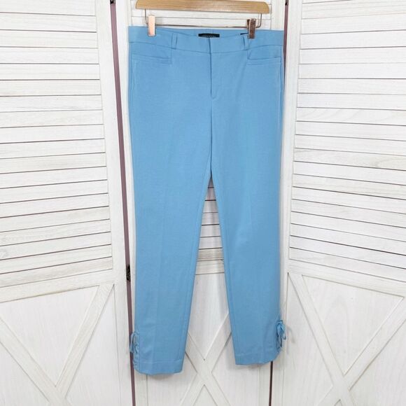 Banana Republic Lace Up Ankle Sloan Crop Pants Sky Blue 8 Long - Picture 2 of 15